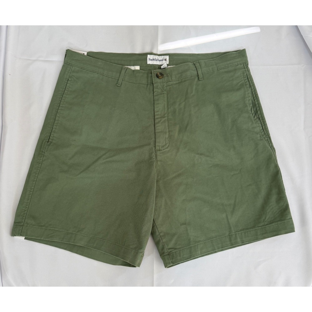 Saddlebred Mens Comfort Flex Shorts 36W 7in Inseam Farmer Sage Green Flat Front